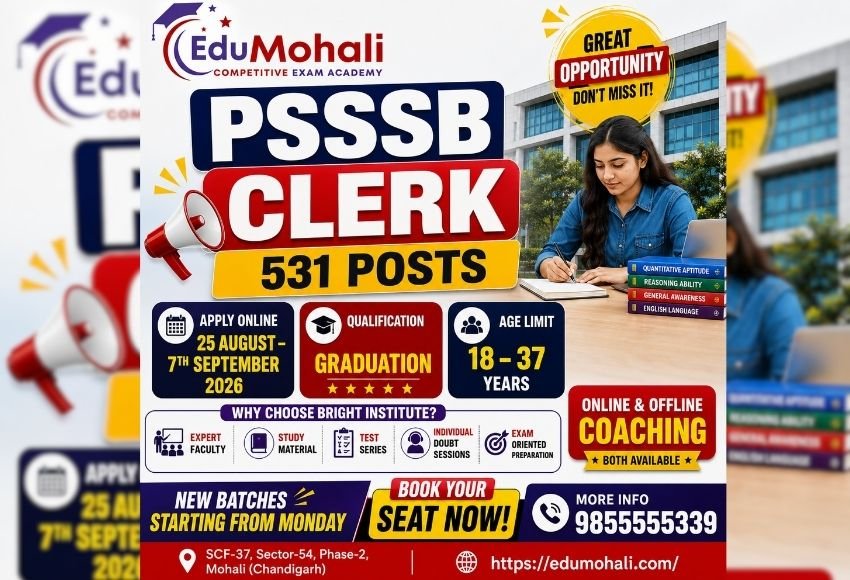 PSSSB Clerk 2026 Notification Out - Edu Mohali